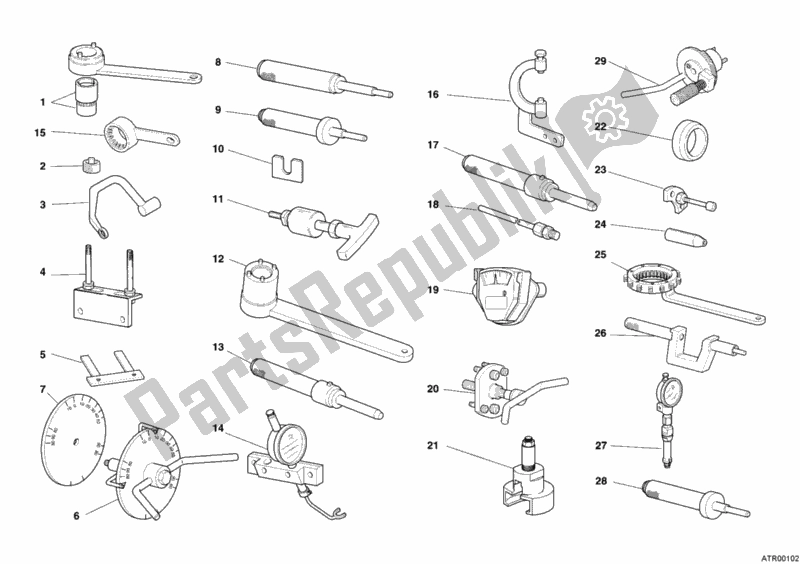 Todas las partes para Herramientas De Servicio De Taller, Motor de Ducati Monster S4R USA 1000 2006